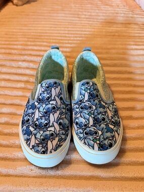 Disney Blue Stitch Pattern Slip-On Sneakers for Kids girls size 3 big girls